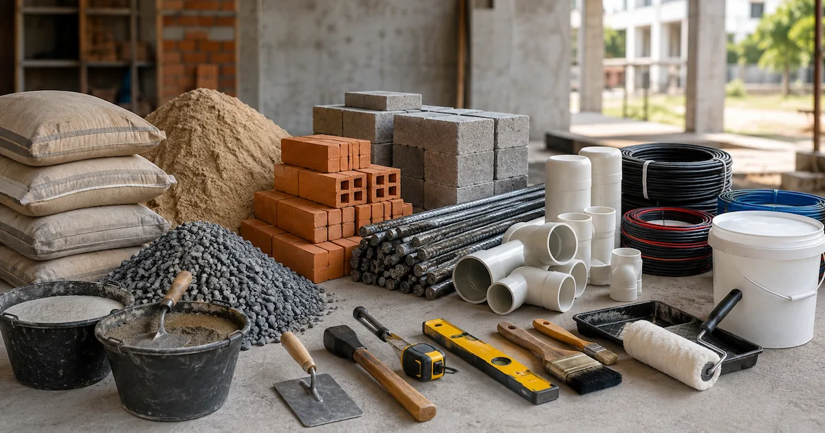 Materiais de construção essenciais: o que comprar para começar uma obra